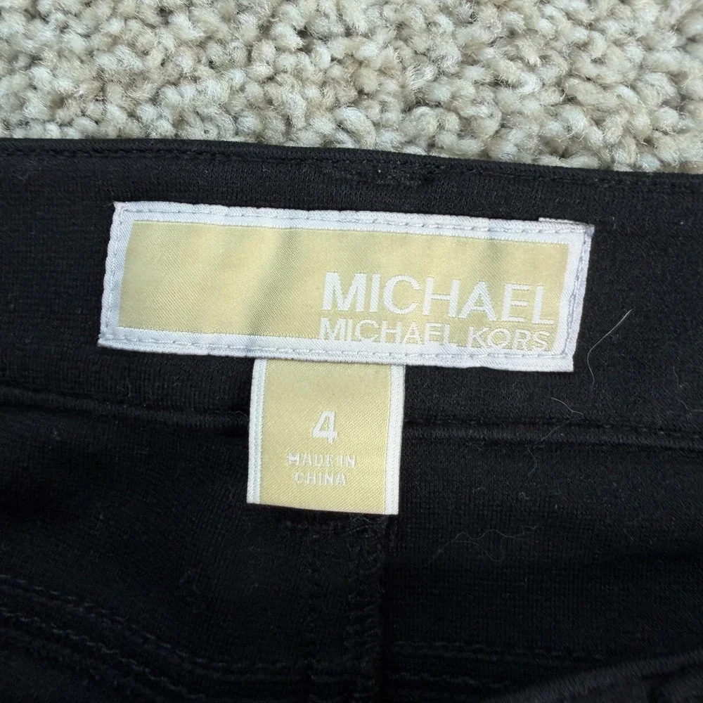 Michael Kors Dress Pants Womens 4 Black Ponte Skinny Ankle Zip Stretch Office
